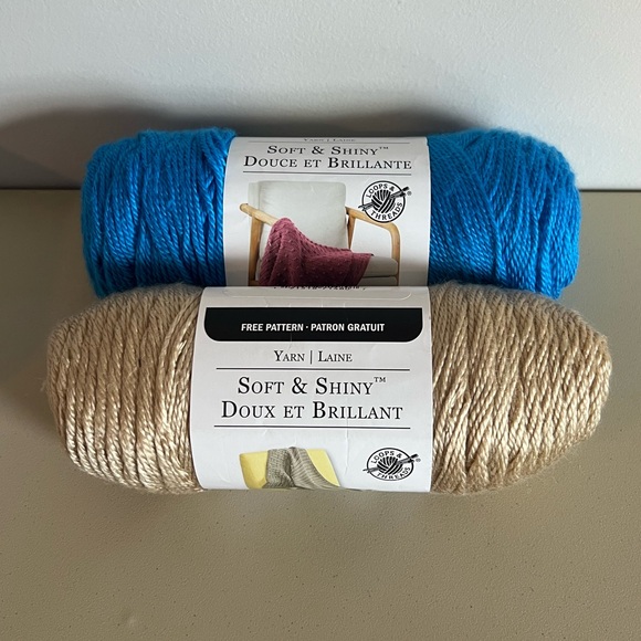 Loops & Threads Soft & Shiny Yarn Duo in Cobalt Blue & Iced Coffee - Picture 1 of 7